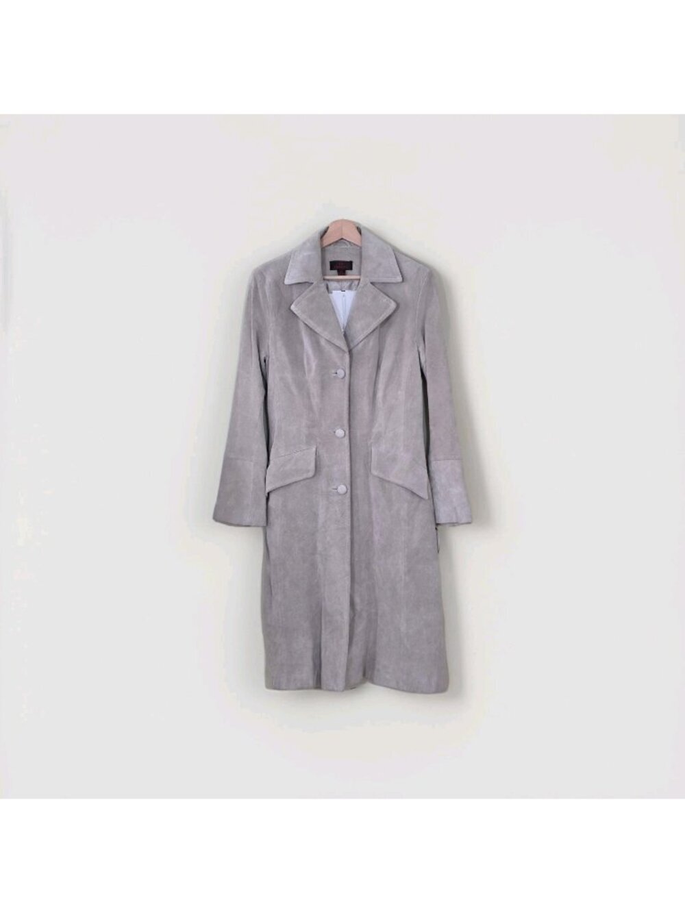 Danier Vtg Kyla Suede Trench Coat S Beige Buttons Minimalist Retro Look Edgy NWT